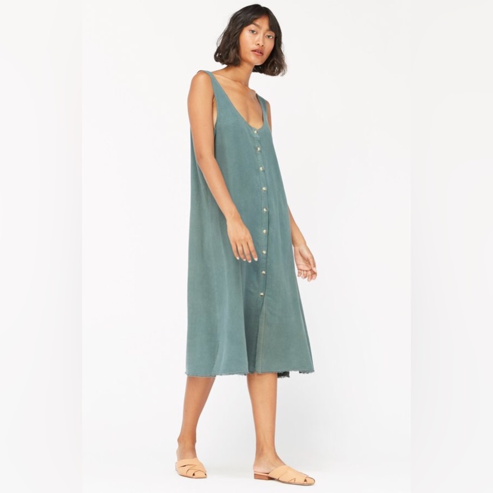 Reversible silk LACAUSA slip dress in Seaweed. Size M.